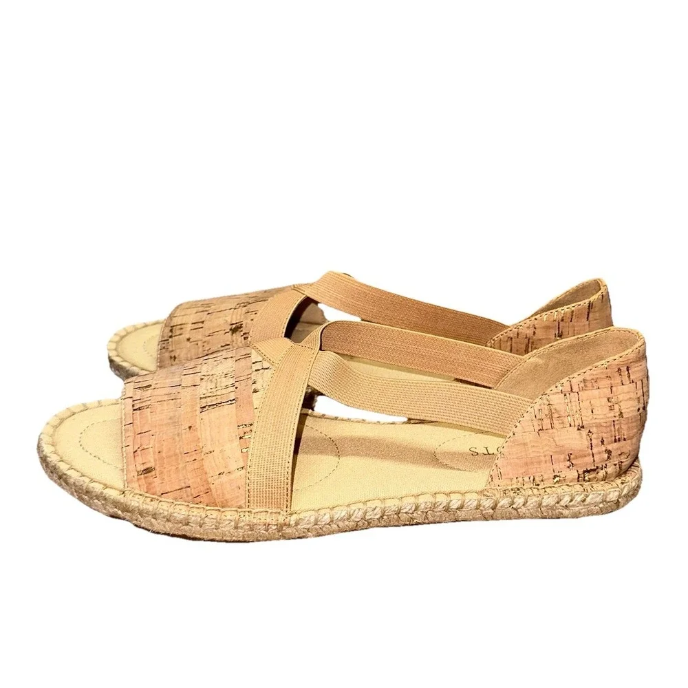 NWOB Talbots Ilyssa Elastic‎ Cork Espadrille Flats Strappy Sandals Women's 9 $99